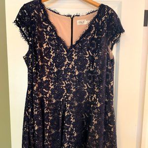 Eliza J Lace Fit & Flare Dress